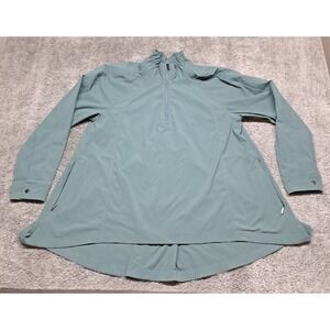 ATHLETA 1/4 Zip Top Womens Small Advantage Poplin Mock Neck Vented Long Sleeve